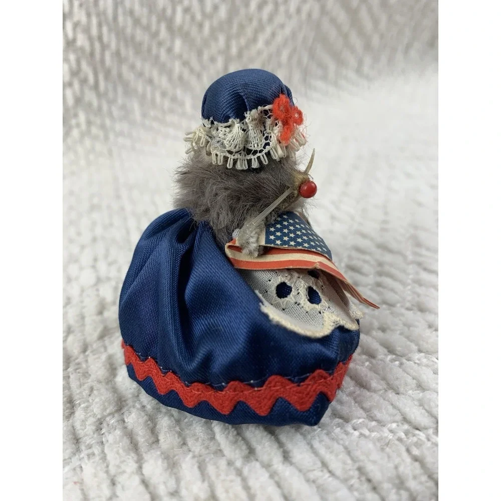 Original Toy Fur Mouse Betsy Ross Blue Red Patriotic Flag West Germany Miniature